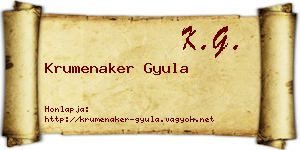 Krumenaker Gyula névjegykártya